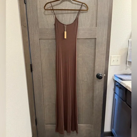 brown long gown dress Cocoa Long Sleeve Maxi Dress main image 1